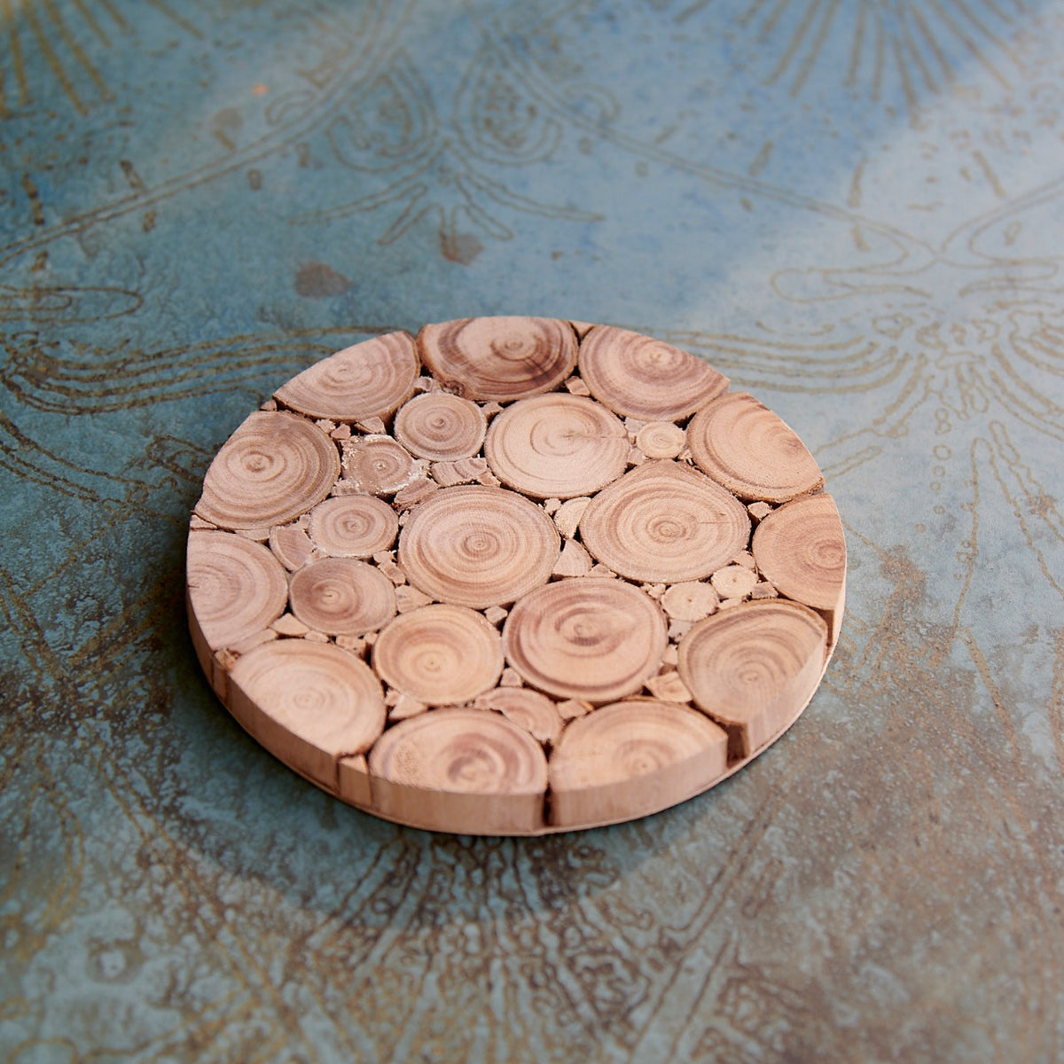 Artisanal Wood Slice Trivet Small, Set of 2
