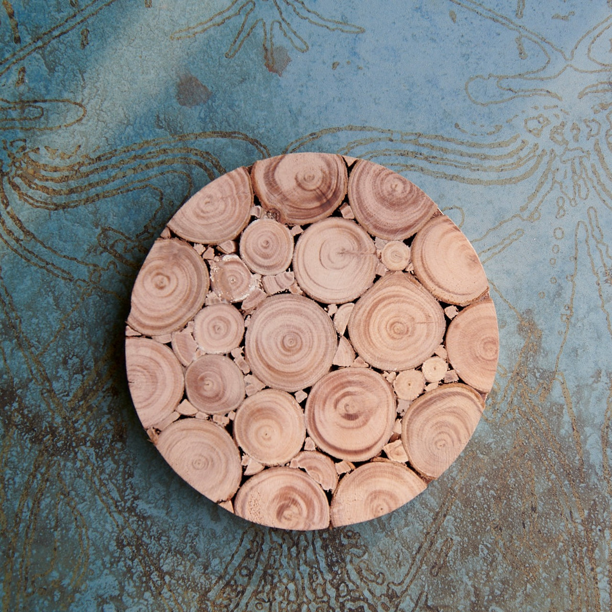 Artisanal Wood Slice Trivet Small, Set of 2