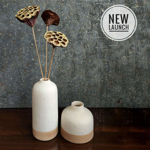 Short Modern Artisan Ceramic Vase - Tan