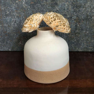 Short Modern Artisan Ceramic Vase - Tan