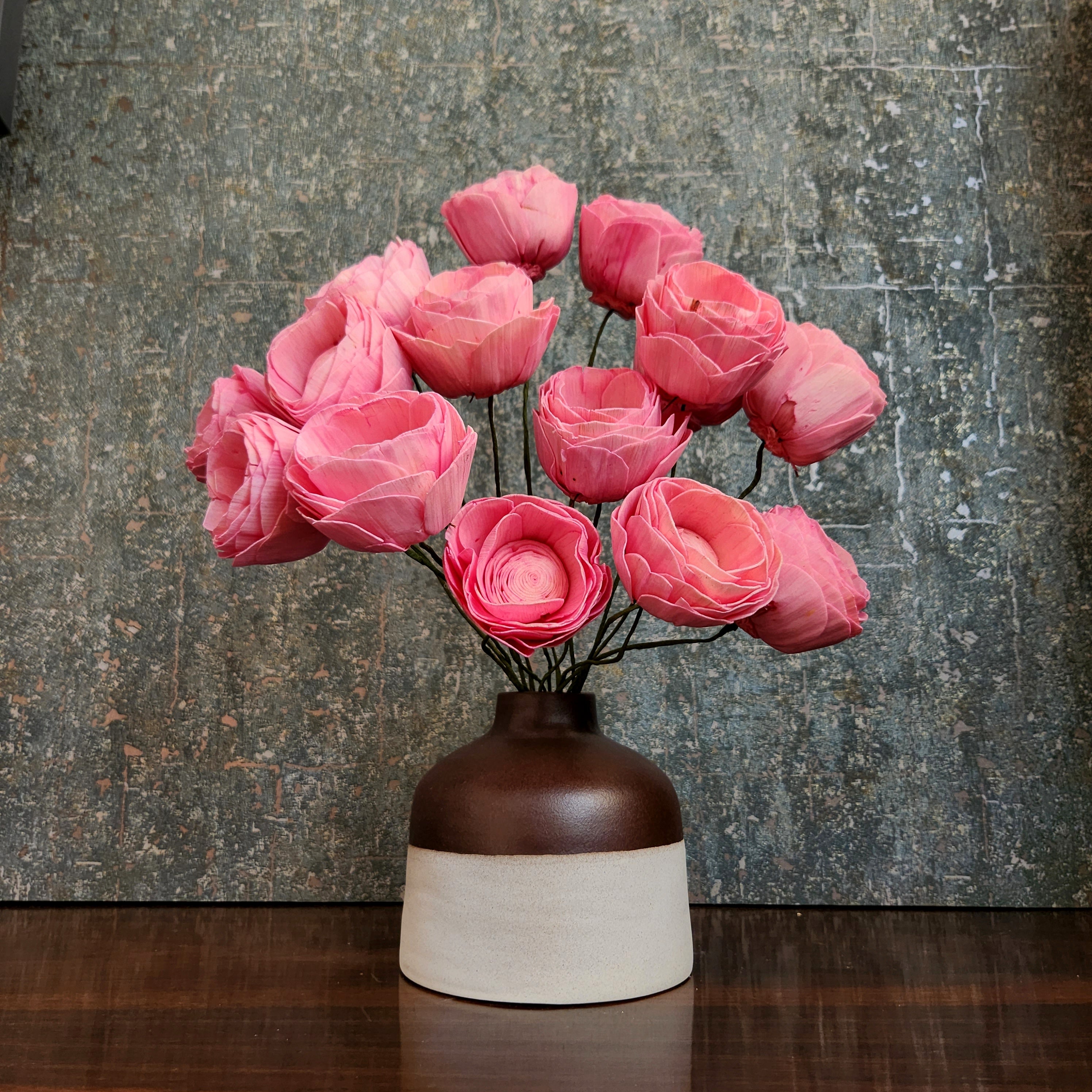 Tall Modern Artisan Flower Vase - Mocha