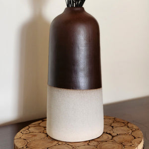 Tall Modern Artisan Flower Vase - Mocha