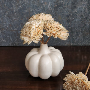 Small Ceramic Pumpkin  Vase - White