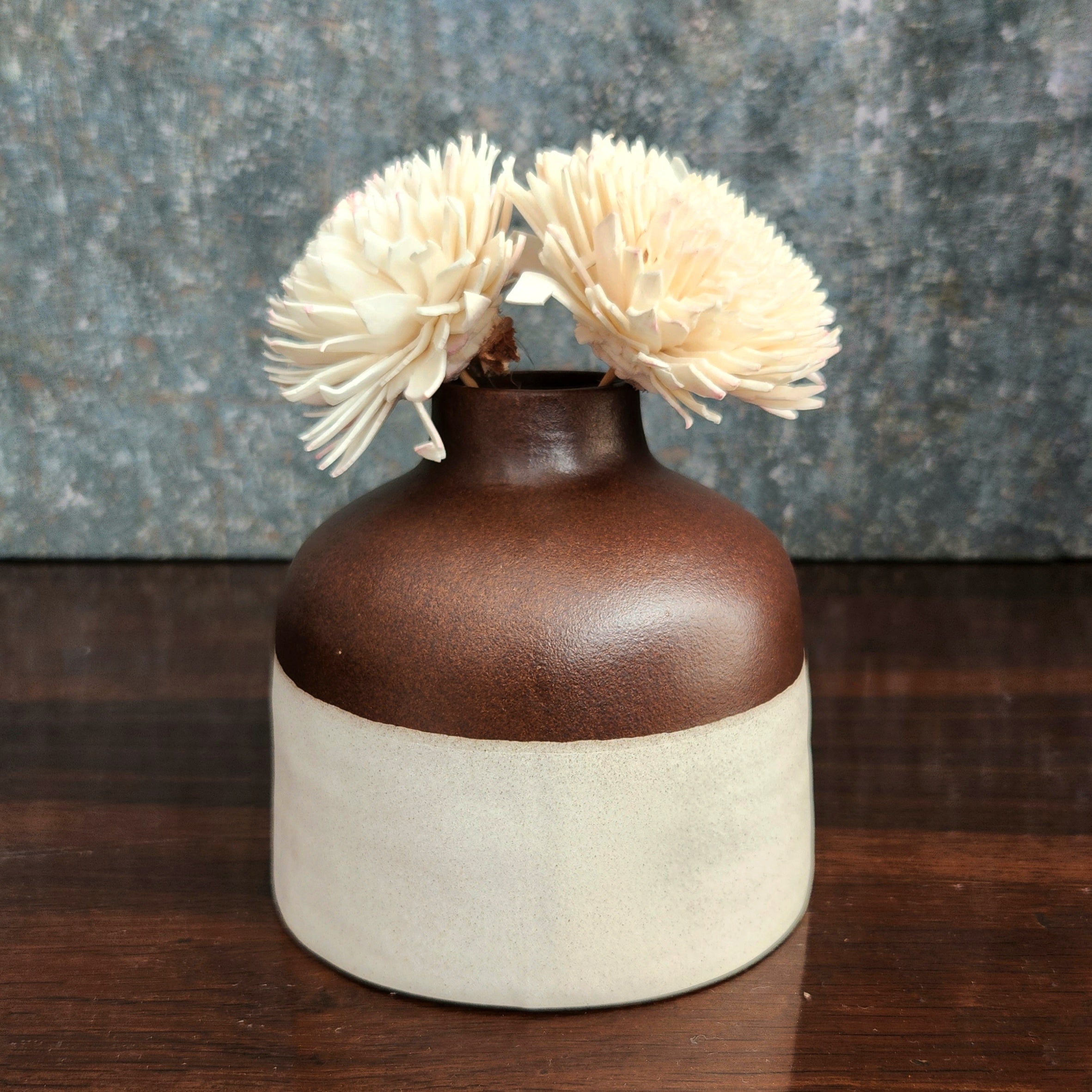 Short Modern Artisan Ceramic Vase - Mocha