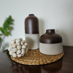 Short Modern Artisan Ceramic Vase - Mocha