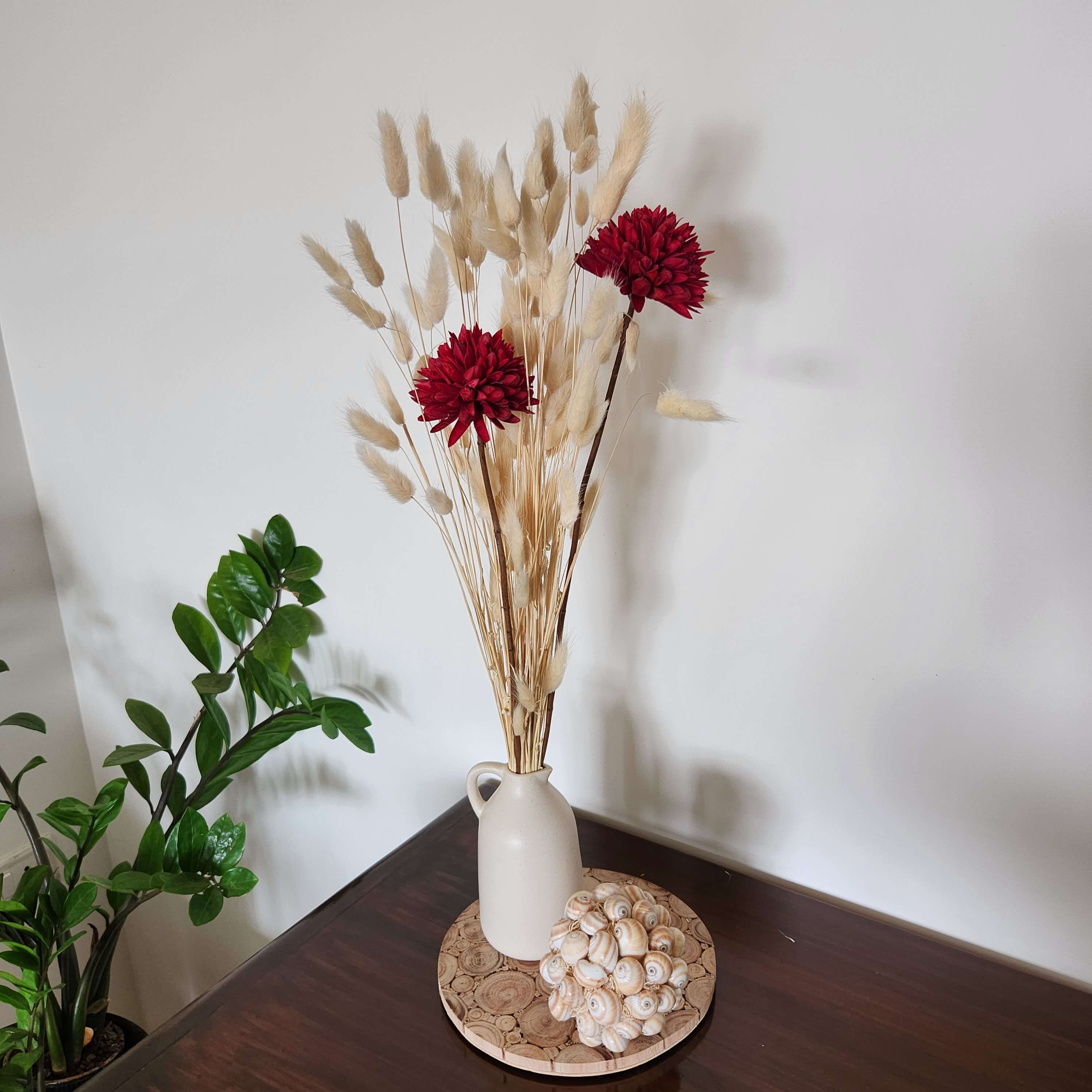 White Bunny Tails & Dried Flower Arrangement