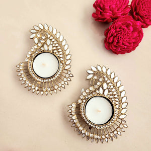 Metal Mirrorwork Tealight Holder Set - Paisley