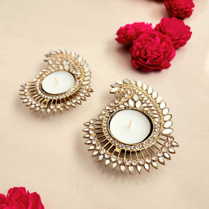 Metal Mirrorwork Tealight Holder Set - Paisley