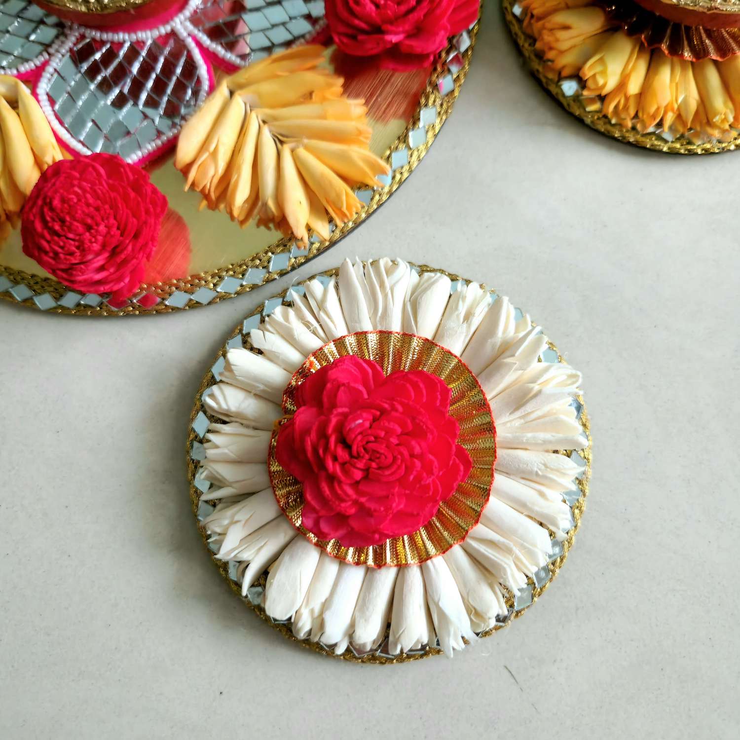 Floral Rangoli Set with Diyas I Ready-to-use