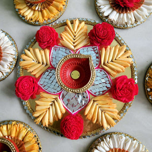 Floral Rangoli Set with Diyas I Ready-to-use