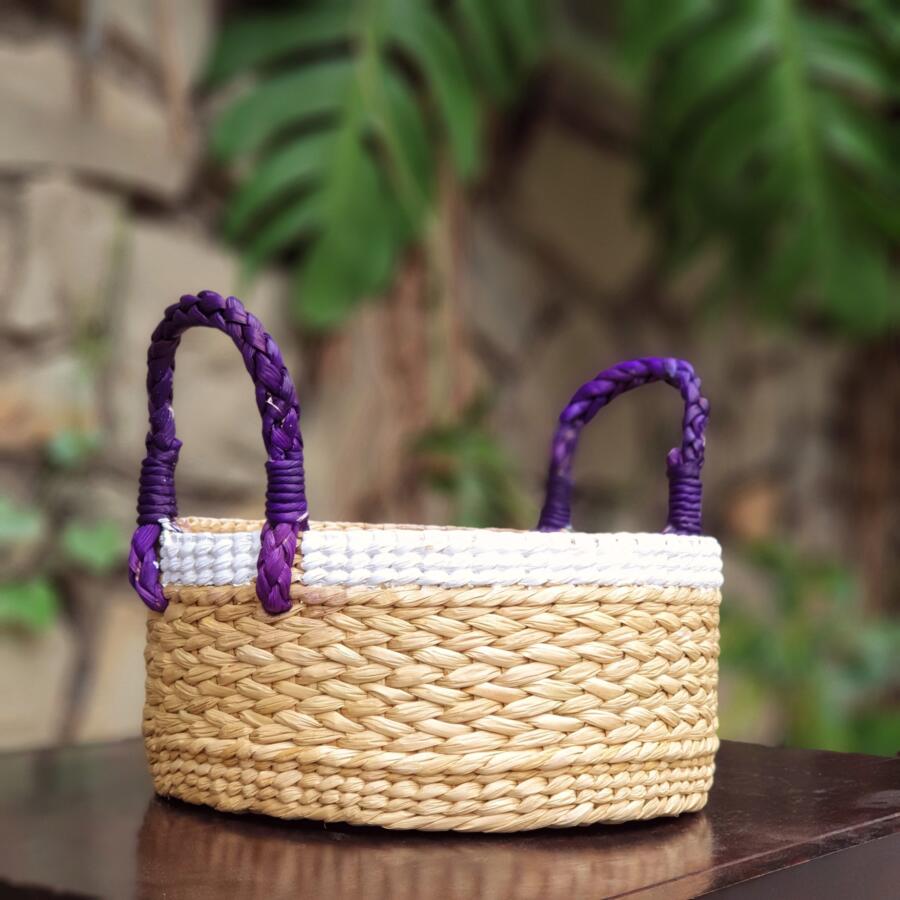 Round Basket White Border M - Fuschia or Purple