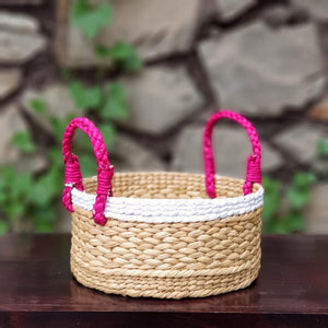 Round Basket White Border M - Fuschia or Purple