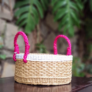 Round Basket White Border M - Fuschia or Purple