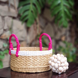 Round Basket White Border M - Fuschia or Purple