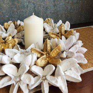 Timeless White & Gold Floral Centrepiece
