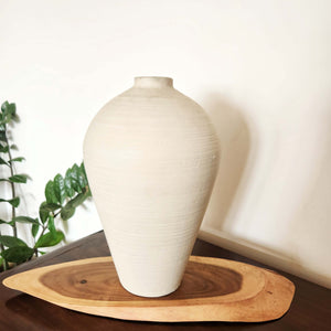Handcrafted Ceramic Textured Flower Vase - White