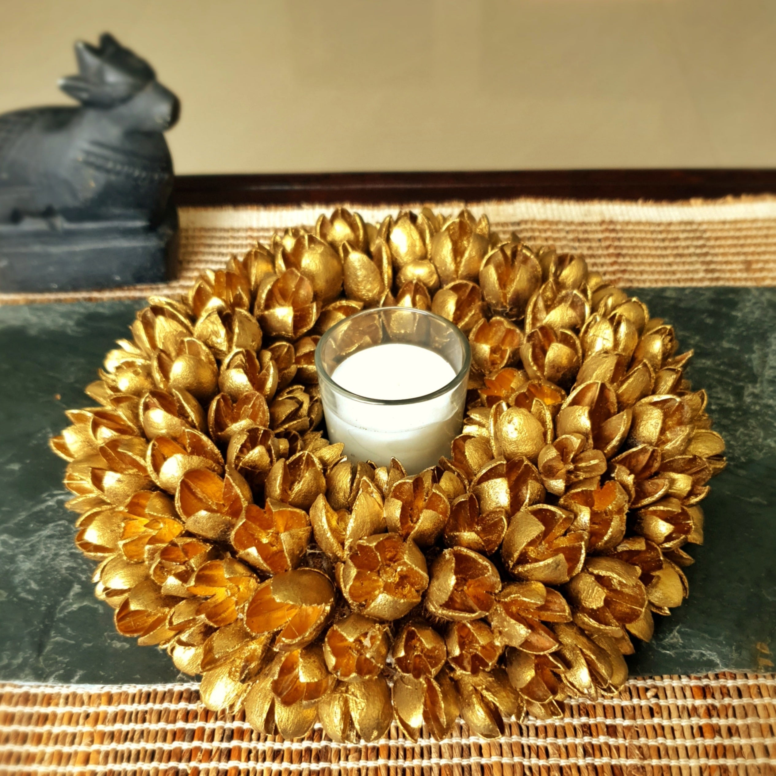 Antique Gold Candle Holder
