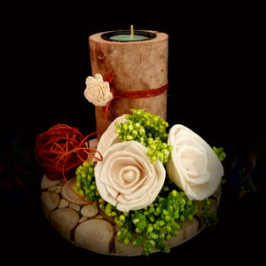 Elegant Fleur Candle Stand and Flowers Gift Set
