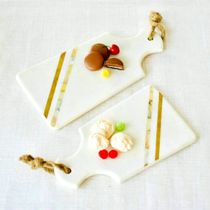 Brass & Pearl Inlay Serving Board - Set