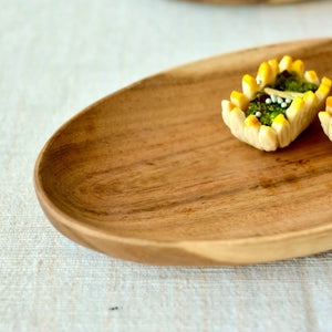 Oval Wood Appetizer & Dessert Plate: Set of 2