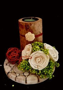 Petite Fleur Candle and Flower Arrangement