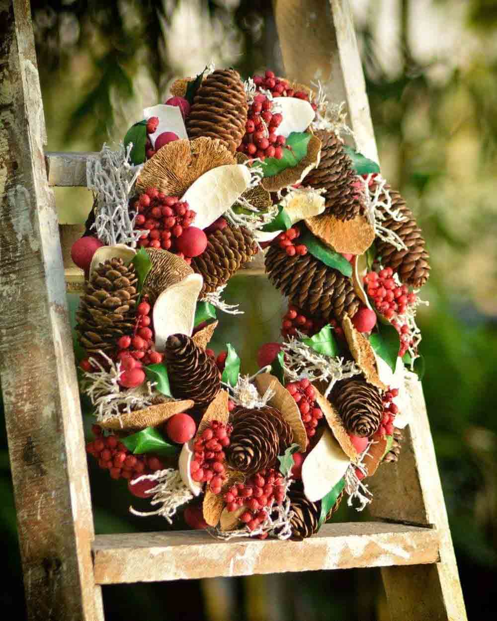 Pine cone and red berry Wreath