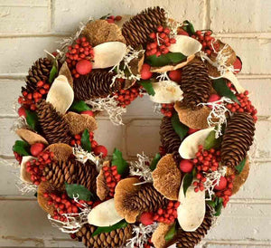 Pine cone and red berry Wreath