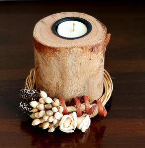 Pretty Posie Log Candlestand - Small