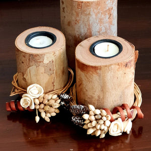 Pretty Posie Log Candlestand - Small
